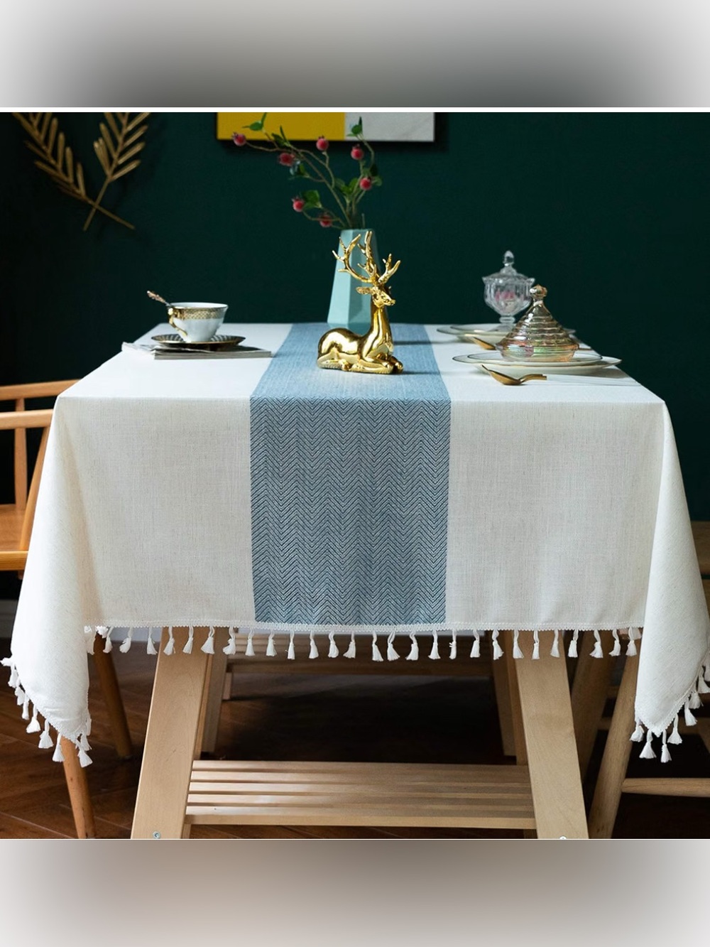 Cotton Linen Waterproof Farmhouse Tablecloth
